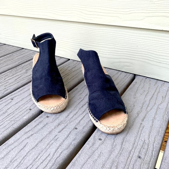 GAP Suede Black Boho Espadrille Wedge Size 6 - Picture 5 of 7